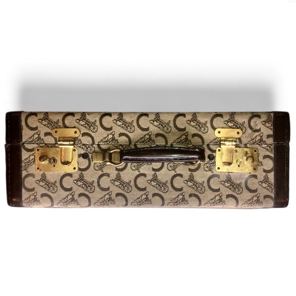 CELINE Brown Leather and Canvas Oversized Briefcase Suitcase Brass Locks ~1980’s - Picture 17 of 17